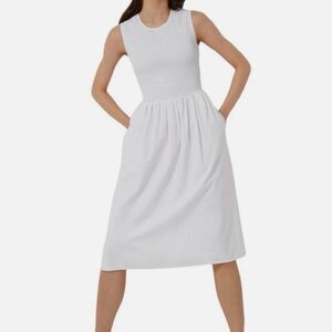 French Connection Rhodes Poplin Midi Dress White 6 NWT